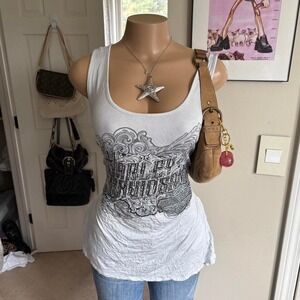 y2k 2000s mcbling harley davidson graphic tank top